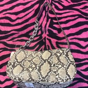 Worthington Black and Cream Snake Print Shoulder Bag